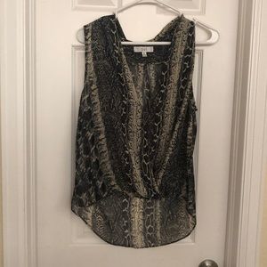 Snakeskin Sheer Wrap Blouse